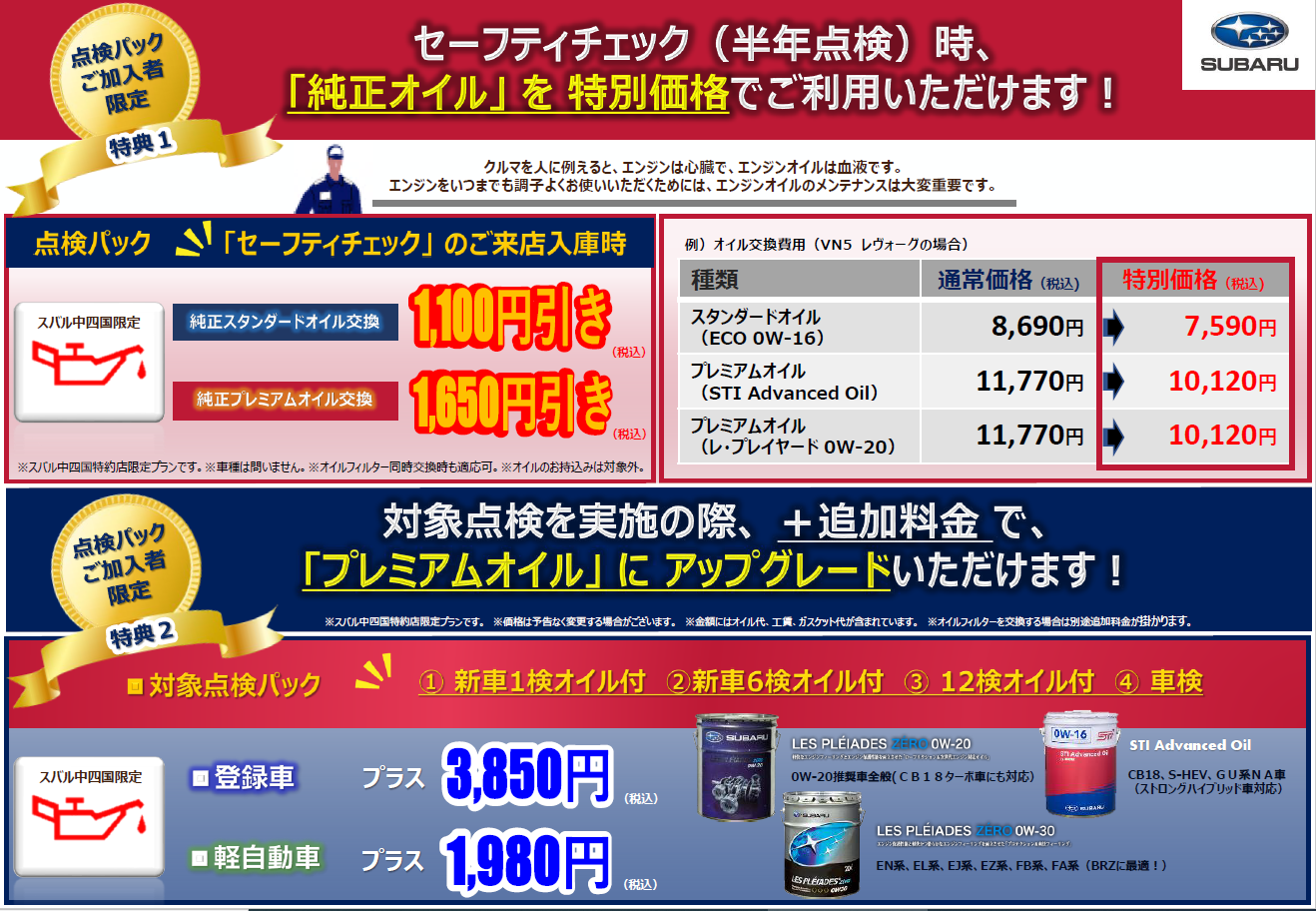 スバル 点検 パック